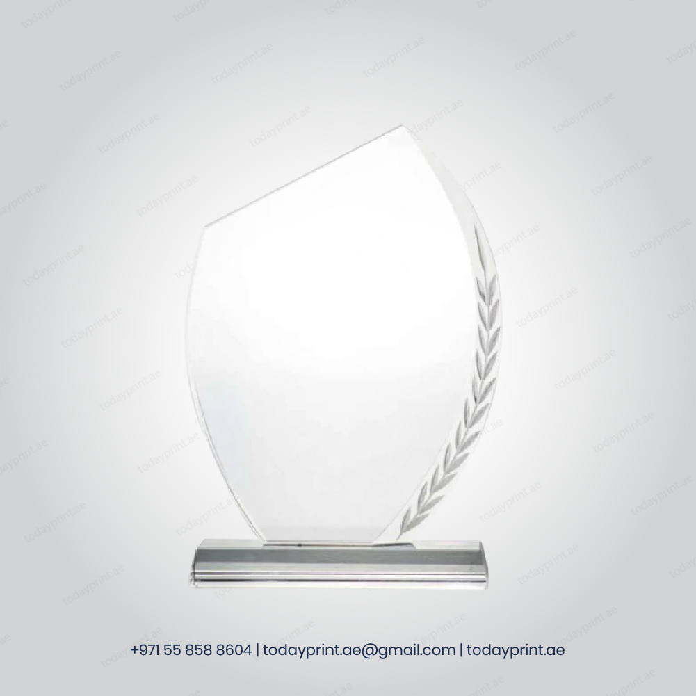 Crystal Awards with Engraved Leaf Design & Box-100 Crystal Awards