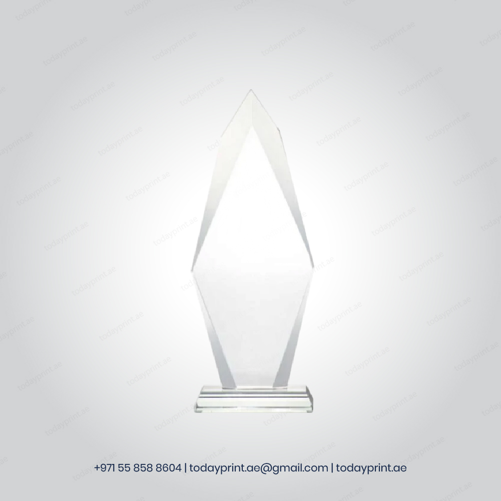 Flame Shaped Crystal Awards with Glass base & Box-100 Crystal Awards