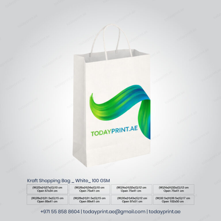 Kraft Shopping Bag _ White_ 100 GSM-100