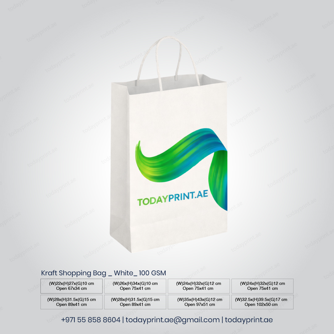 Kraft Shopping Bag _ White_ 100 GSM-100 Kraft Shopping Bag _ White_ 100 GSM-100