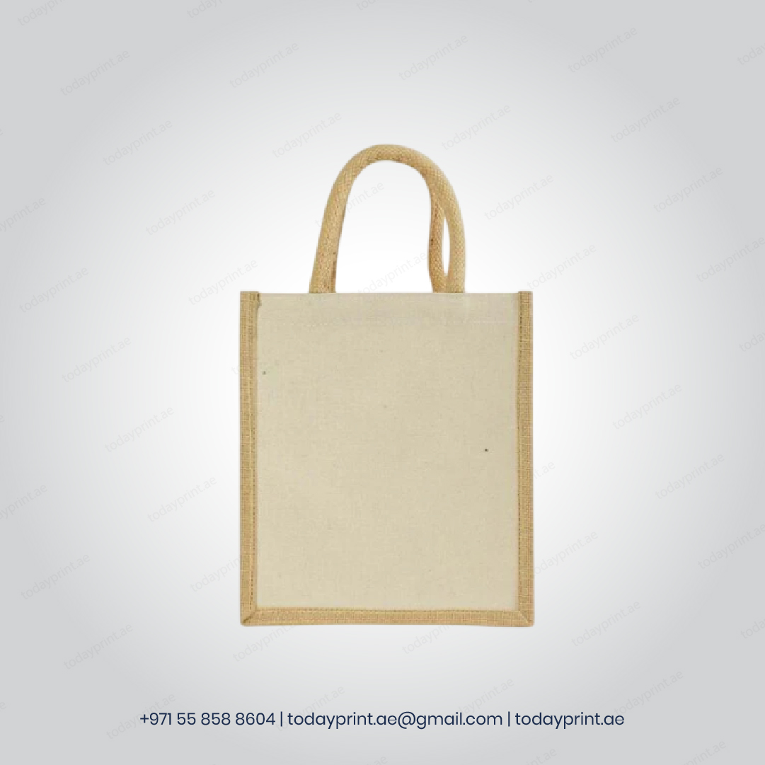 Laminated Cotton Bags with Natural Jute Gusset 10 Oz-100 Laminated Cotton Bags with Natural Jute Gusset 10 Oz-100