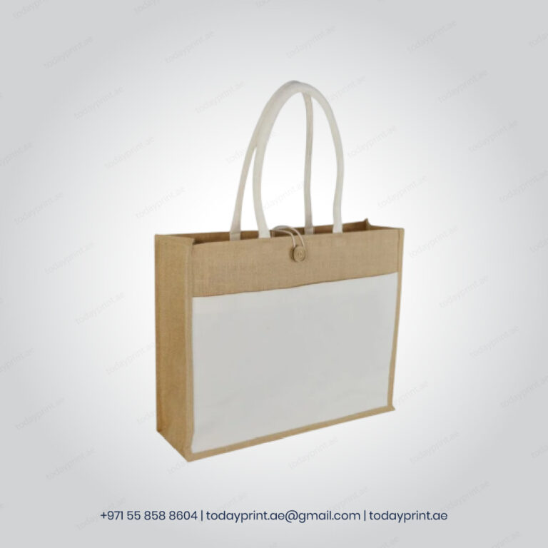 MONCLOVA - Jute Bag with Canvas Pocket - Natural-100