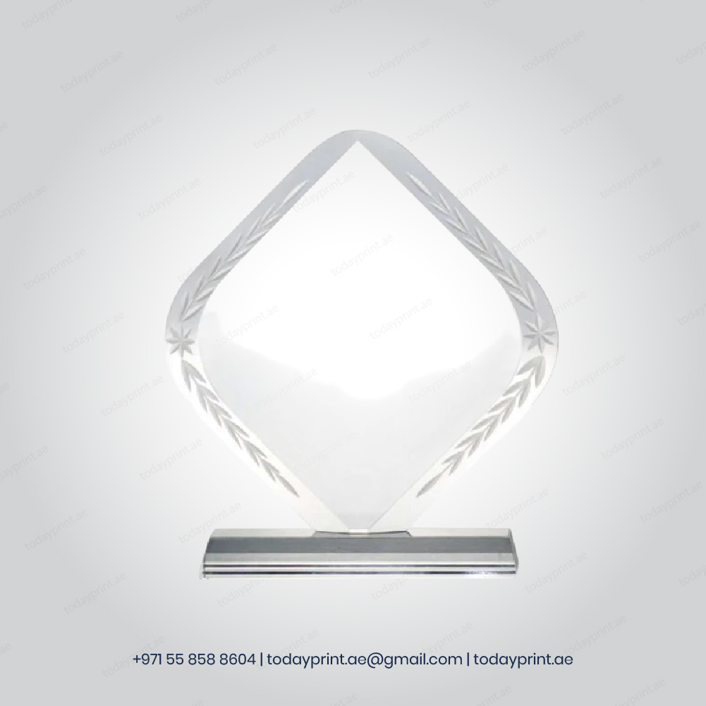 Rhombus Shaped Crystal Awards with Engraved Design & Box-100 Crystal Awards