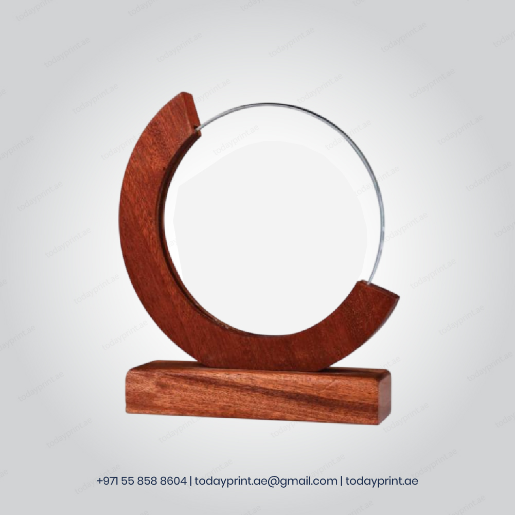 Round Moon Crystal Awards with Wooden Base-100 Crystal Awards